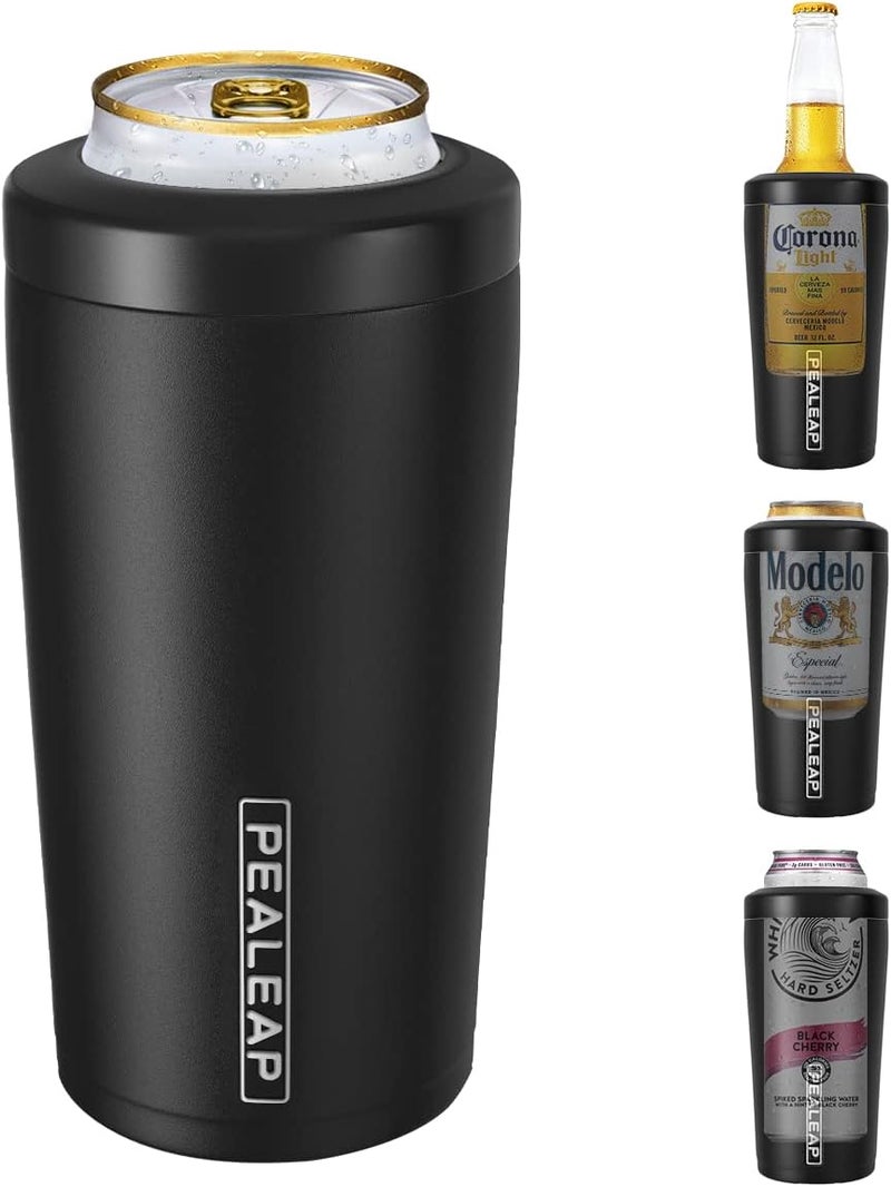 PEALEAP 4 in 1 Insulated Slim Can Cooler for 12 OZ Cans and Beer Bottle - Keep 8 Hours Cold, Easy to Hold - Stainless Steel Can Holder, Double Walled Can Insulator for Hard Seltzer and Etc. - Image 1